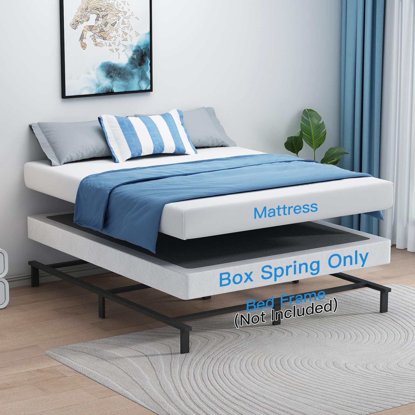 Box Spring 5 in Steel Bed Mattress Foundation Folding Queen Size