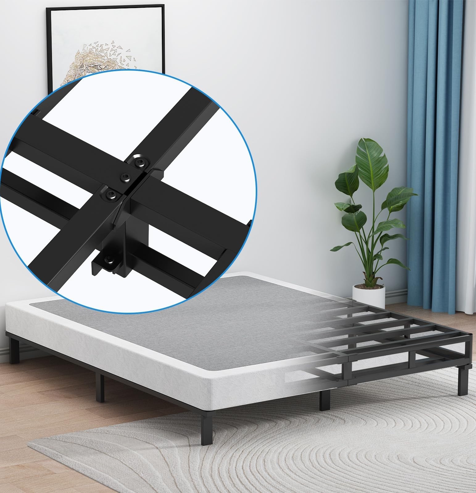 Box Spring 5 in Steel Bed Mattress Foundation Folding Queen Size