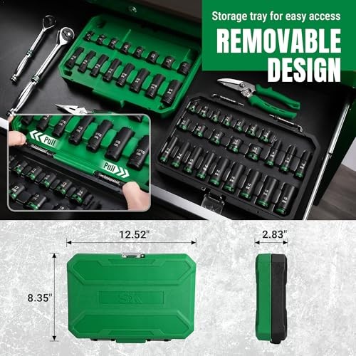 3/8″ Drive Impact Socket Set, 40-Piece Deep & Shallow Sockets, Metric 8 to