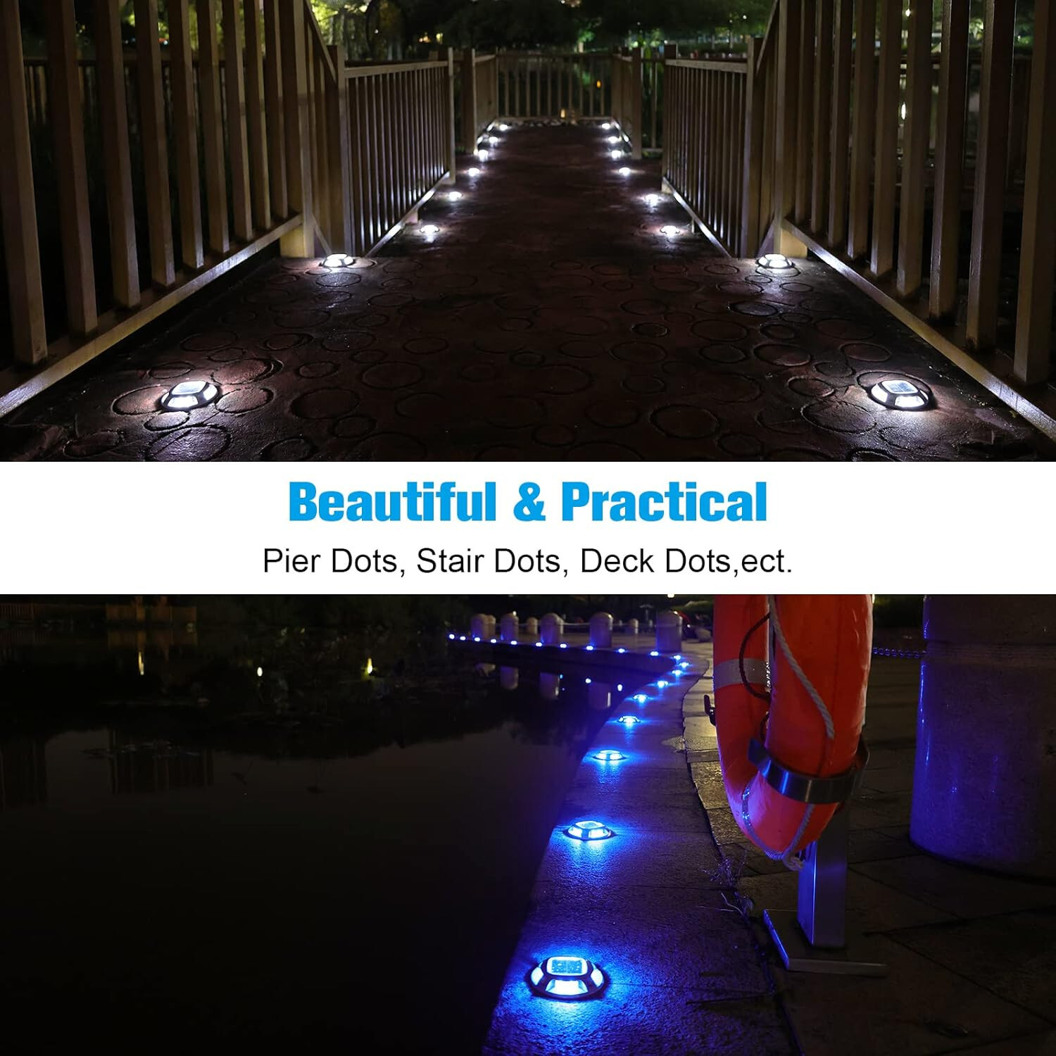 16Pack Led Multicolor Solar Deck Lights Outdoor Dock Driveway Lights for Sidewal