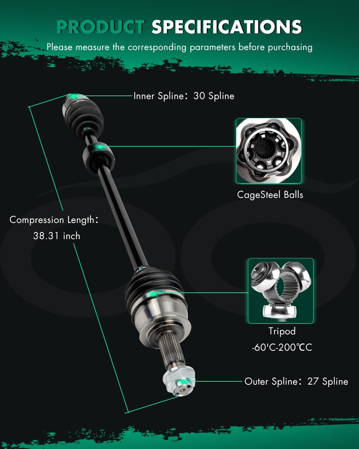 Scitoo Cv Axle Shaft Assembly Front Right Fit For Fiat 500 1.4L 2012-2017For