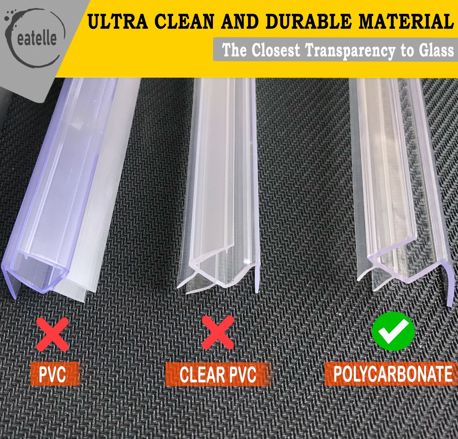 Eatelle 1/4-Inch 6mm Frameless Shower Door Sweep Bottom Seal Wipe Drip Rail 36″L