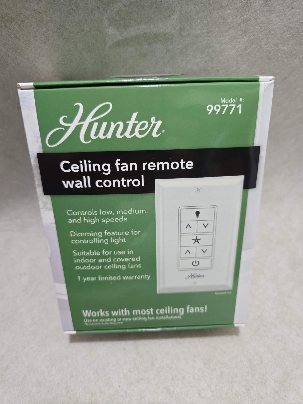 NEW Hunter Ceiling Fan Remote Wall Control: Dimming Feature White Model #99771