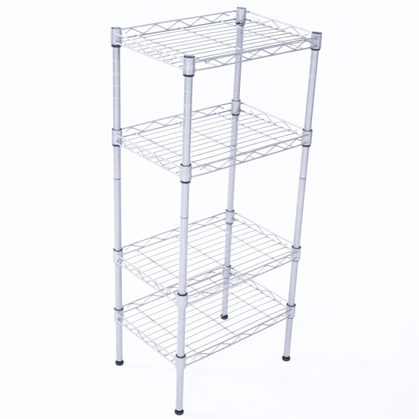 Rectangle Carbon Steel Metal Assembly 4-Shelf Kitchen Storage Rack Silver Grey