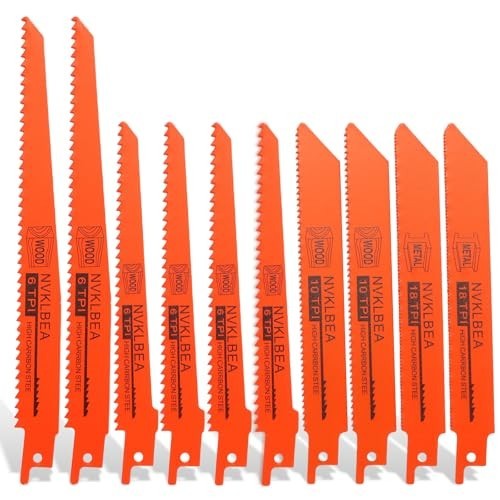 10-Piece Reciprocating Saw Blades 6 & 8 Inch Wood & Metal Cutting Saw Blades Pre
