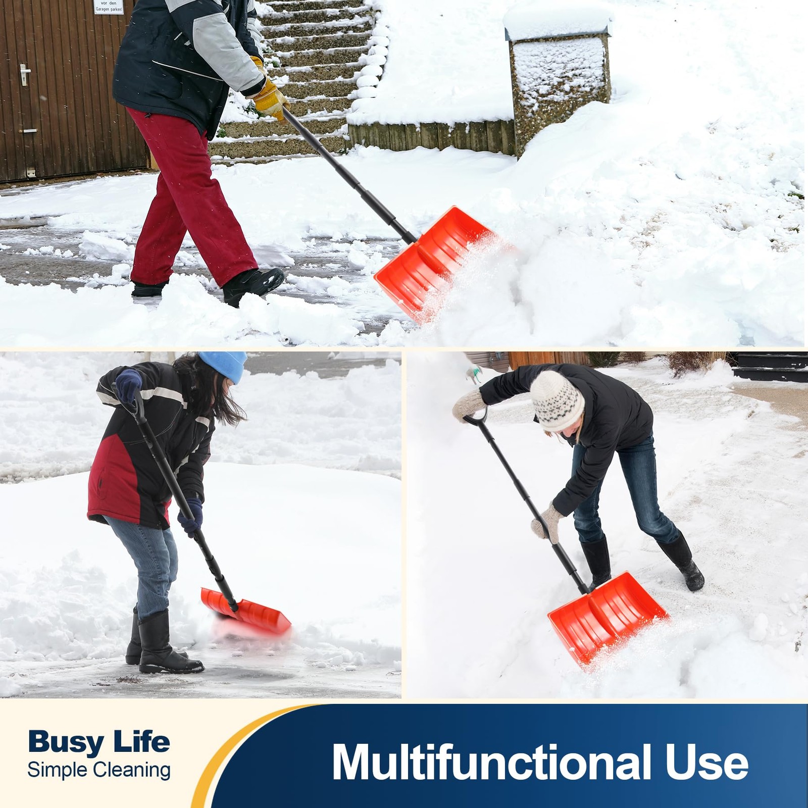 Snow Shovel for Driveway Home Garage Snow Removal Aluminum Strip with D-Grip …