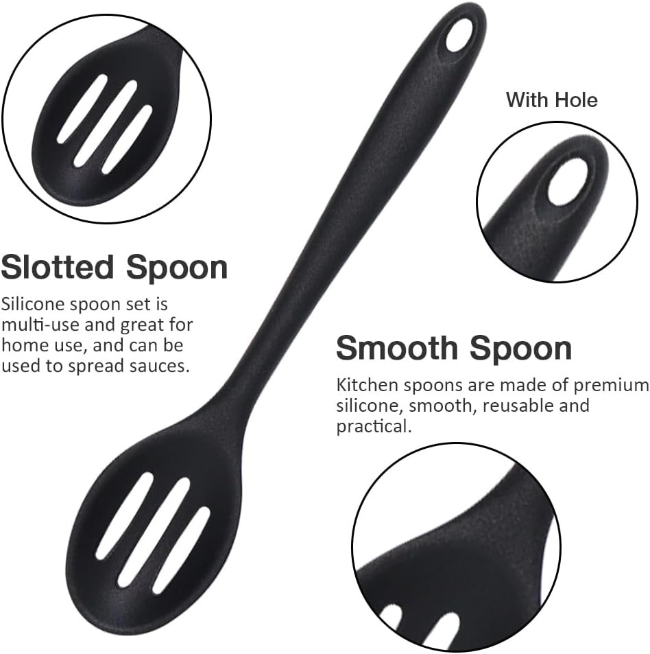 Small Silicone Spoon 4PCS, 8 Inch Mini Spoons Easy to Clean, Reusable Small