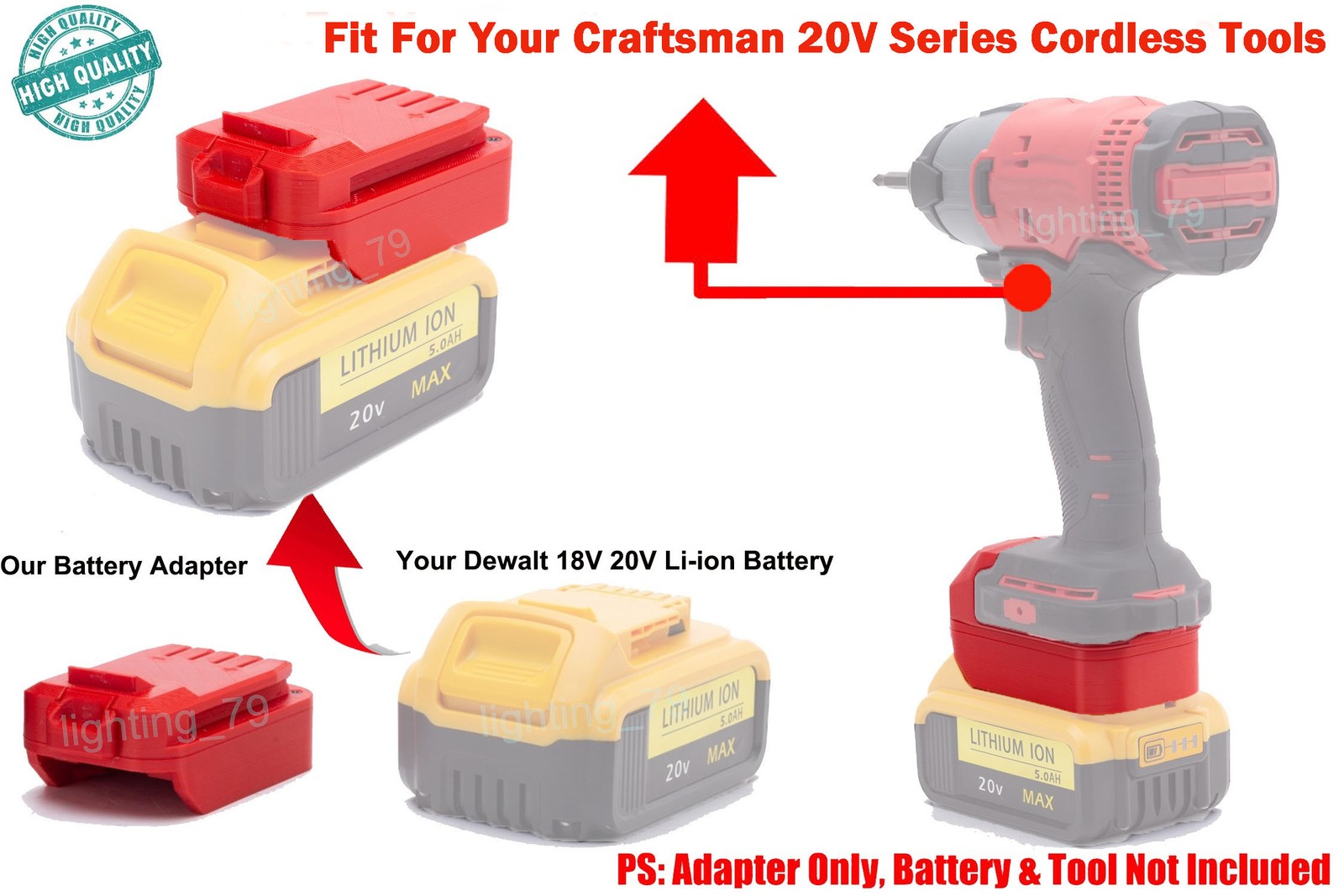 For Dewalt 20V Max Battery Adapter to For Craftsman V20 20V Power Cordless Tools