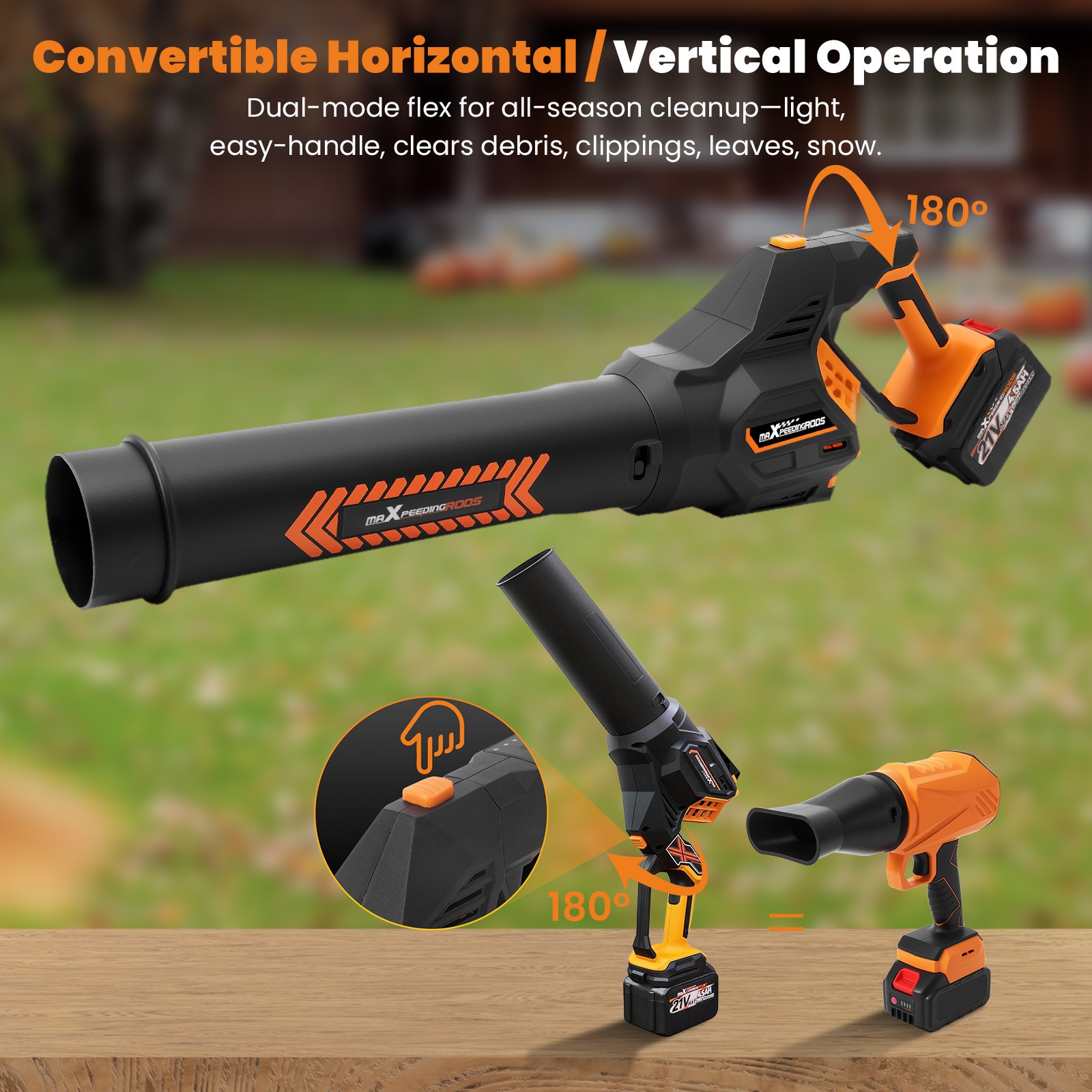 Cordless Leaf Blower 160 MPH 580 CFM 2x21V Brushless Storm Mode 3 Speed
