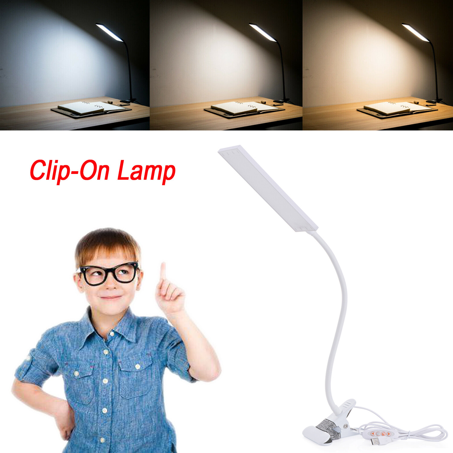 Adjustable LED Lamp Dimmable Clip-On Desk Lamp Flexible Reading Light Flexible