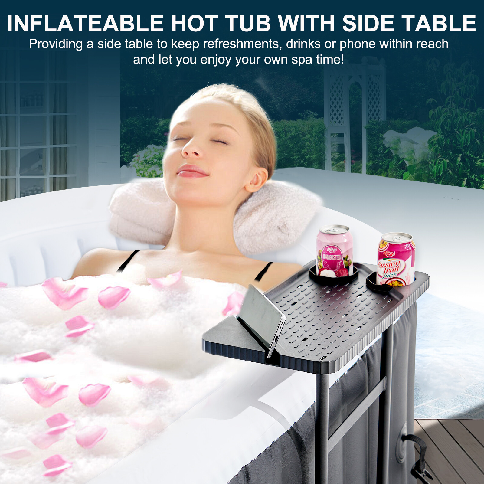 Docred 2 Person Portable Inflatable Hot Tub Spa w 100 Air Jet for Patio Backyard