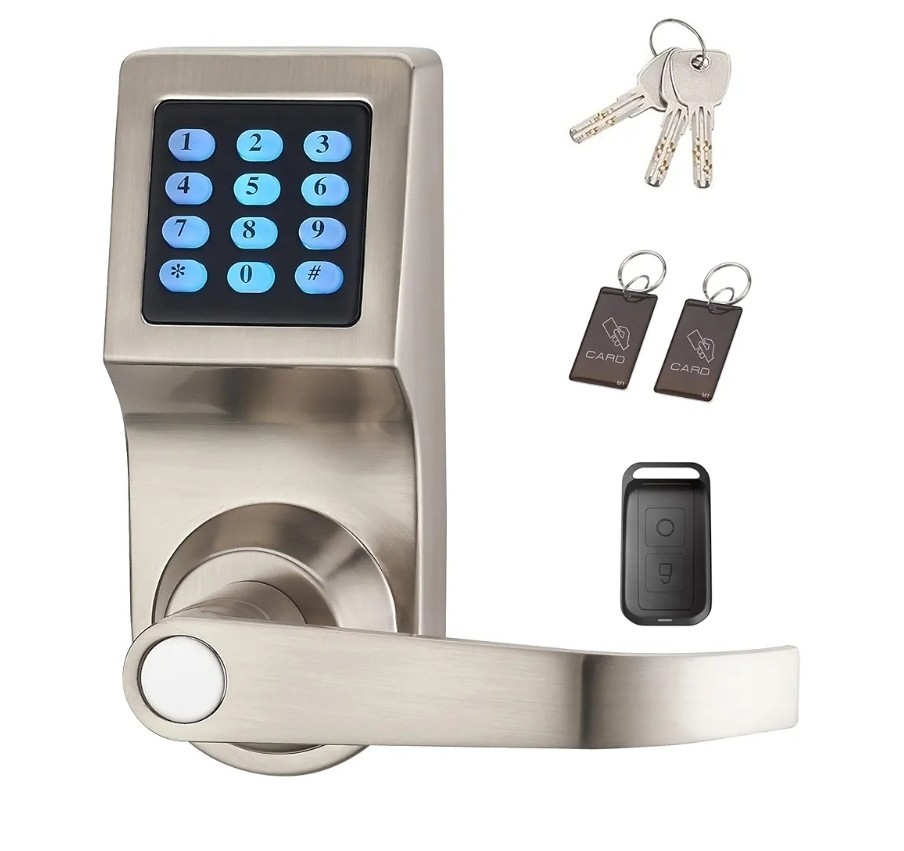 Digital Door Lock,Unlock with Remote Control, M1 Card, Code and Key,Handle… 8