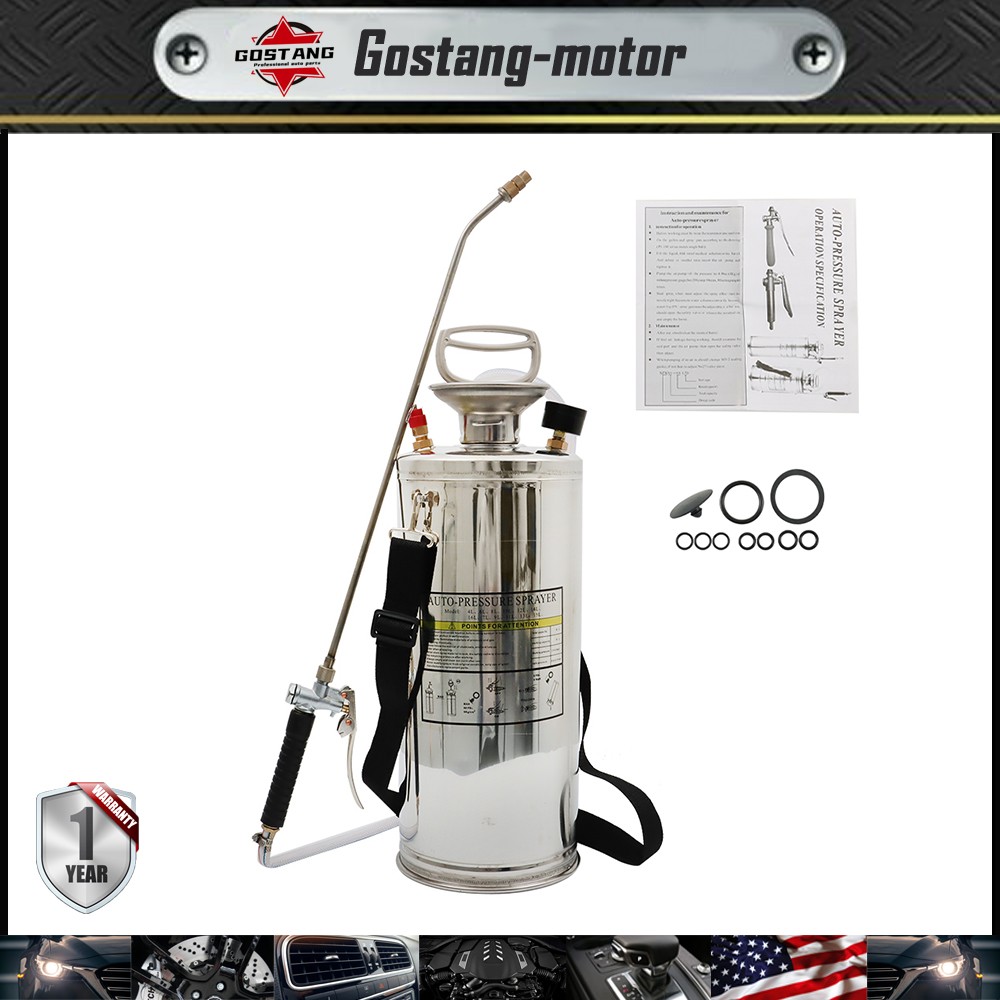 Stainless Steel Sprayer 2 Gallon 8L Farm Garden Hand Pump Sprayer With Nozzles