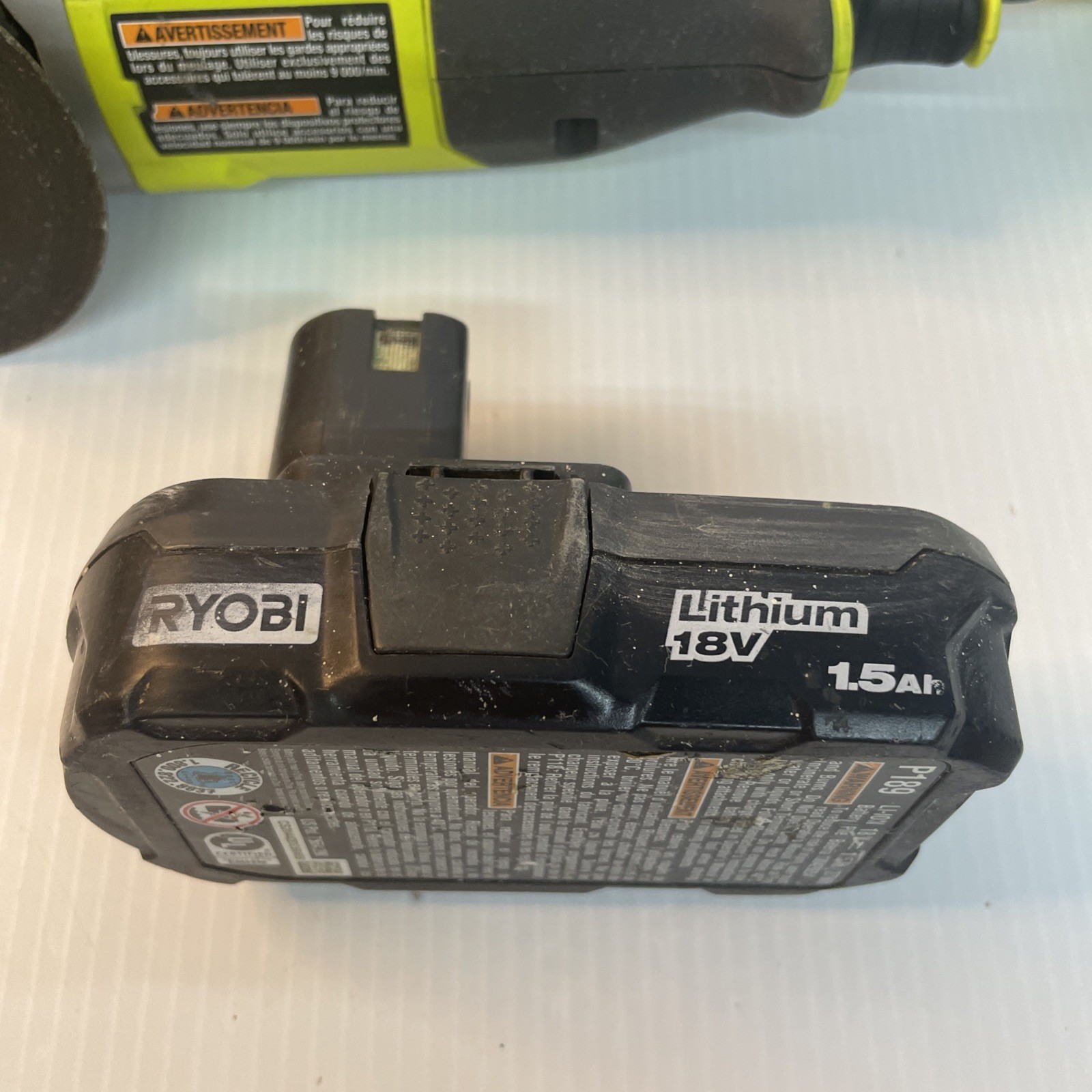 RYOBI ONE+ 18V Cordless 4-1/2 in. Angle Grinder W/ 1.5 AH Battery – Pre Owned
