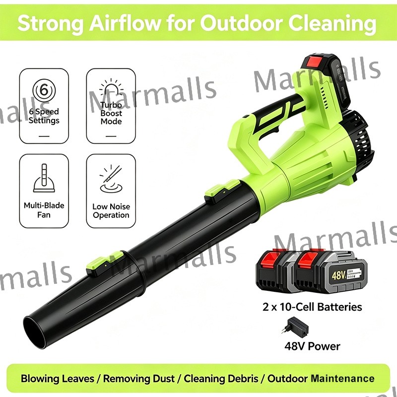 New Cordless Leaf Blower 650CFM/280MPH & 6 Speed Levels Electric w/2 Batteries
