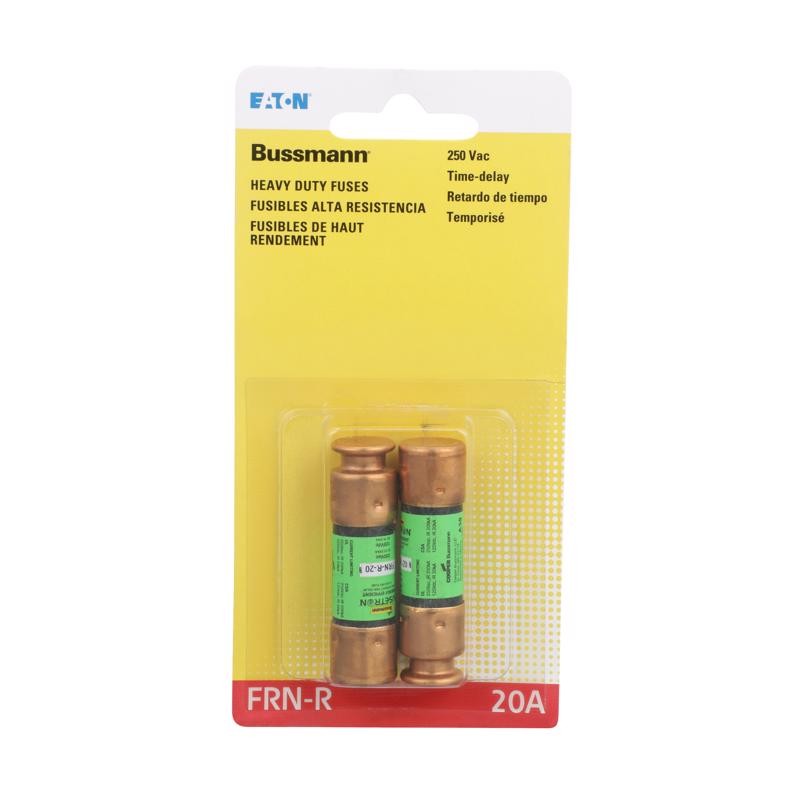 Bussmann BP/FRN-R-20 Brass 20A 250V Tube Dual Element Time Delay Cartridge Fuse