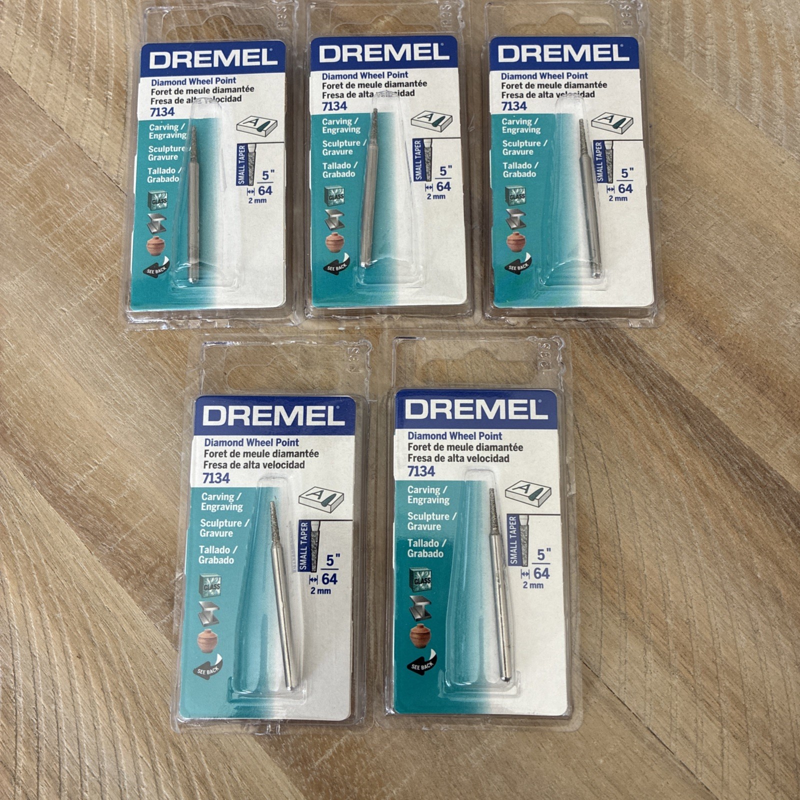 5 DREMEL AUTHENTIC DIAMOND WHEEL POINT BIT 7134 SHANK 1/8″, 3.2 mm