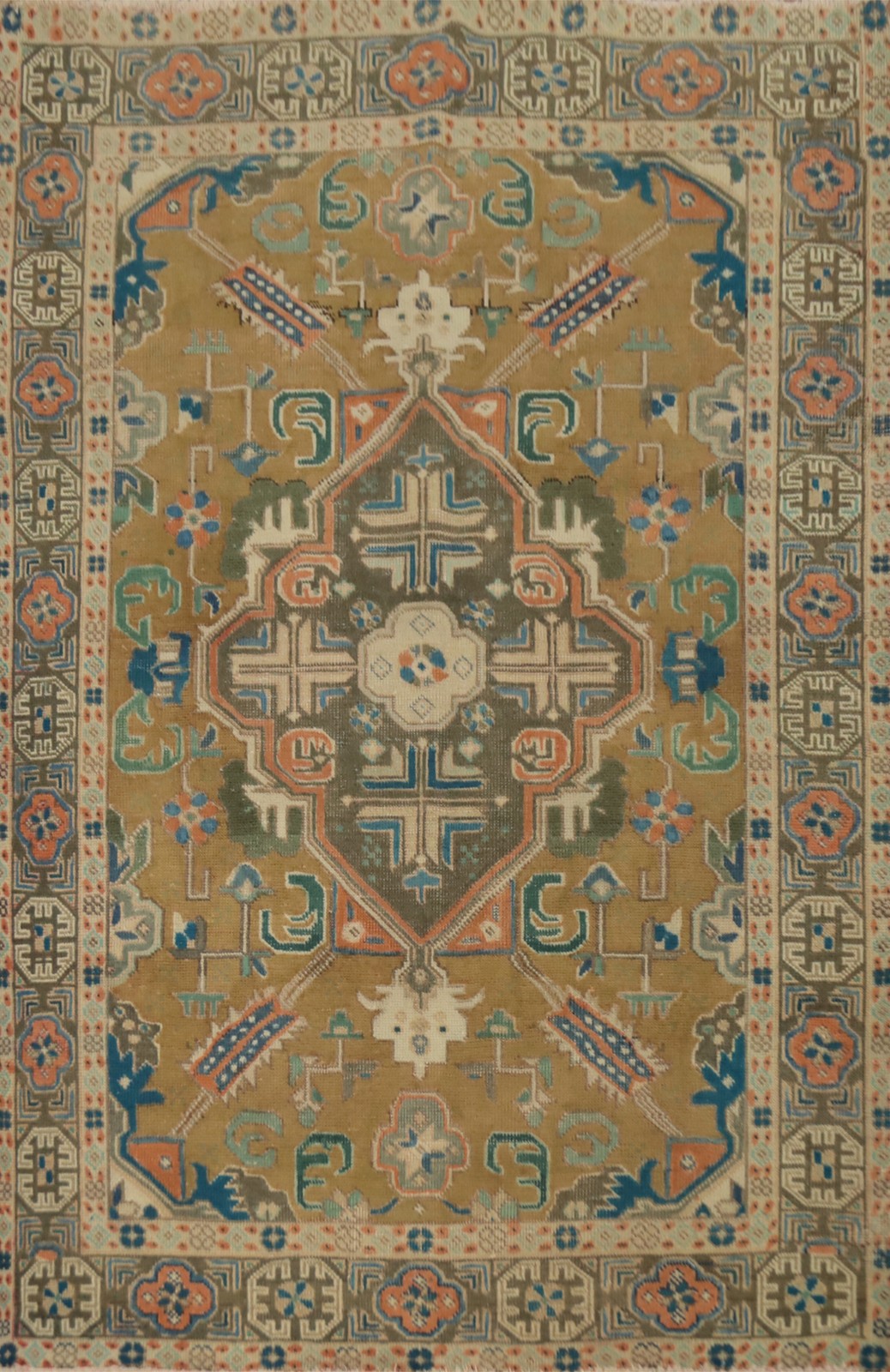 Vintage Geometric Traditional Area Rug 5×6 Hand-knotted Wool Carpet for Any Room