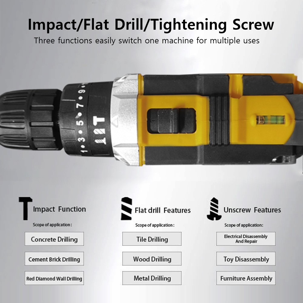 28pcs Electric Cordless Drill Screwdriver Bits Set 2X Battery 1X Charger B1