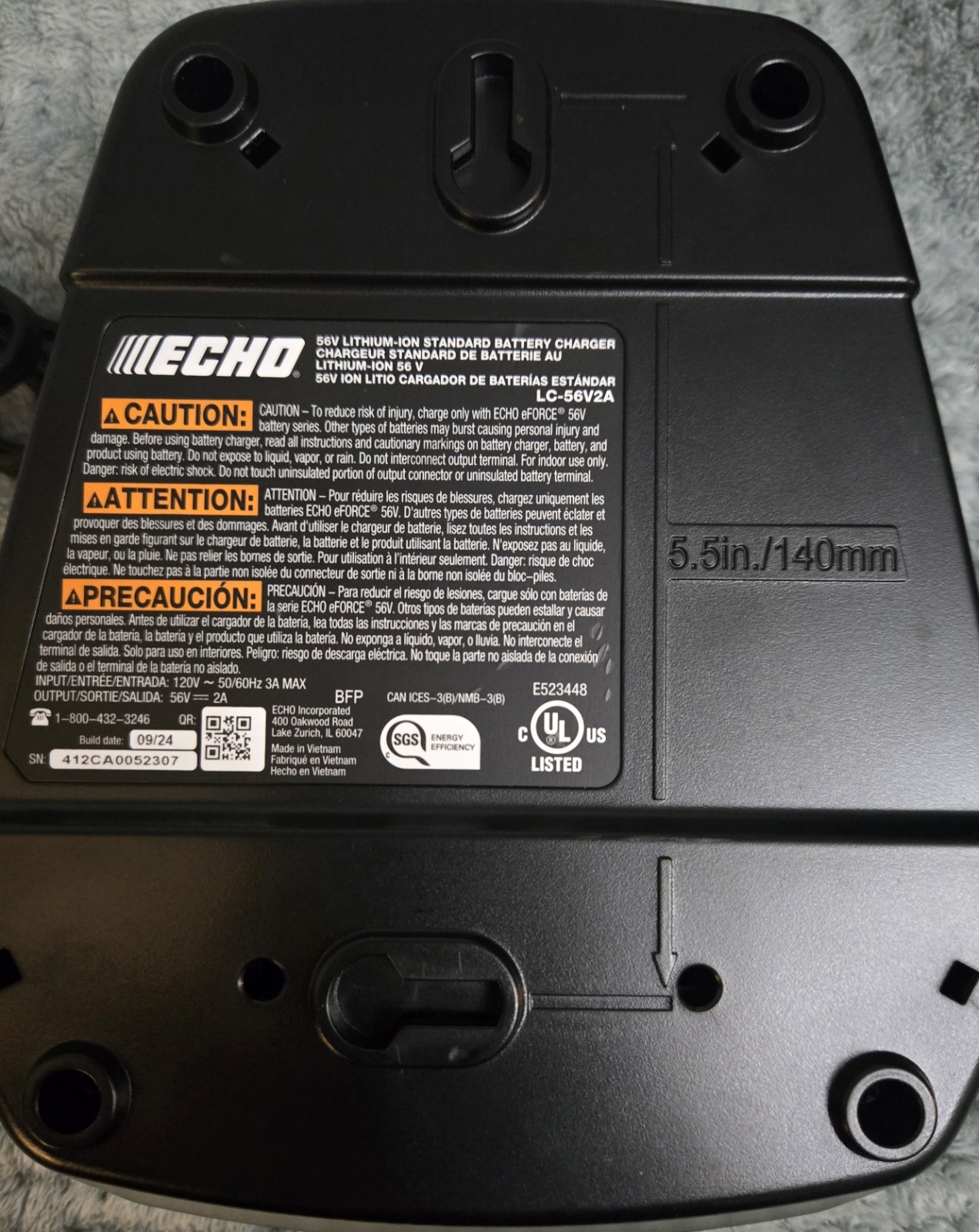 ECHO eForce 56V Battery Charger LC-56V2A Standard Charger Untested OEM