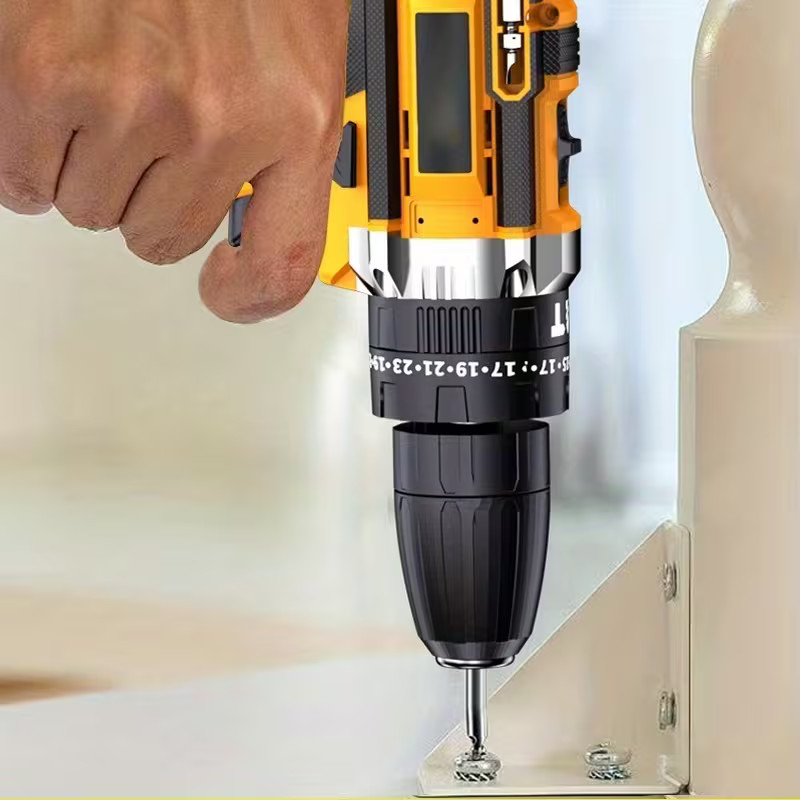 21V Cordless Hammer Drill Set Electric Impact Driver Screwdriver & 1/2 Battery