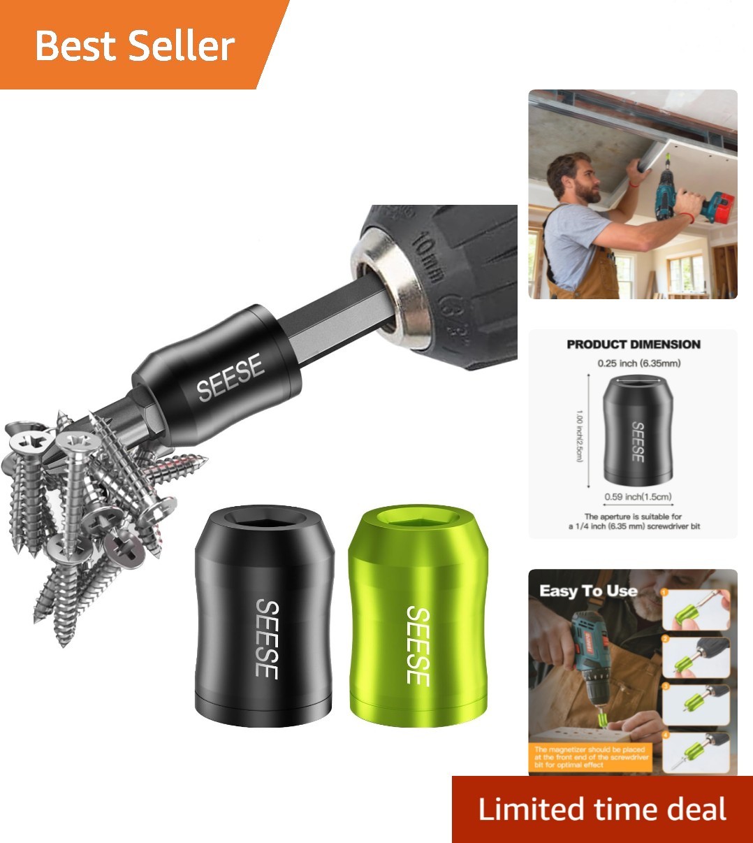 Strong Magnetic Screw Ring Set: Universal 1/4 Inch Holder for Precision Driving
