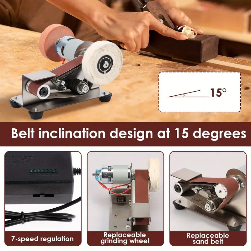Mini Electric Belt Sander DIY Polishing Grinding Machine Cutter Edges Sharpener