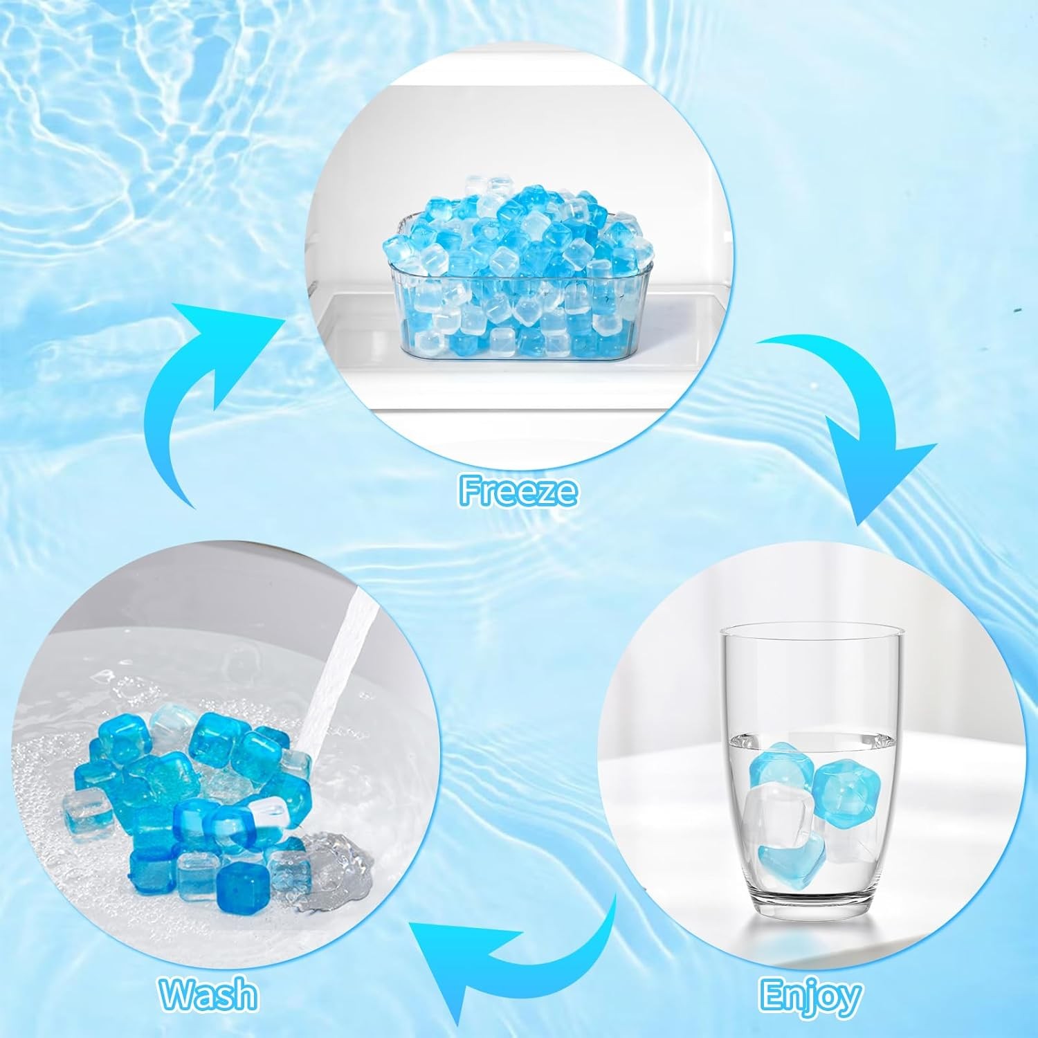 380 Pack Reusable Ice Cube Drinks Refreezable Plastic Ice Cubes Without Diluting