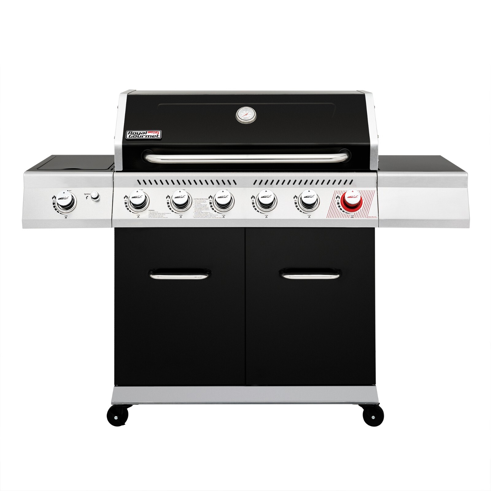 Royal Gourmet 6-Burner Propane Gas Grill in Black Outdoor Backyard BBQ Party