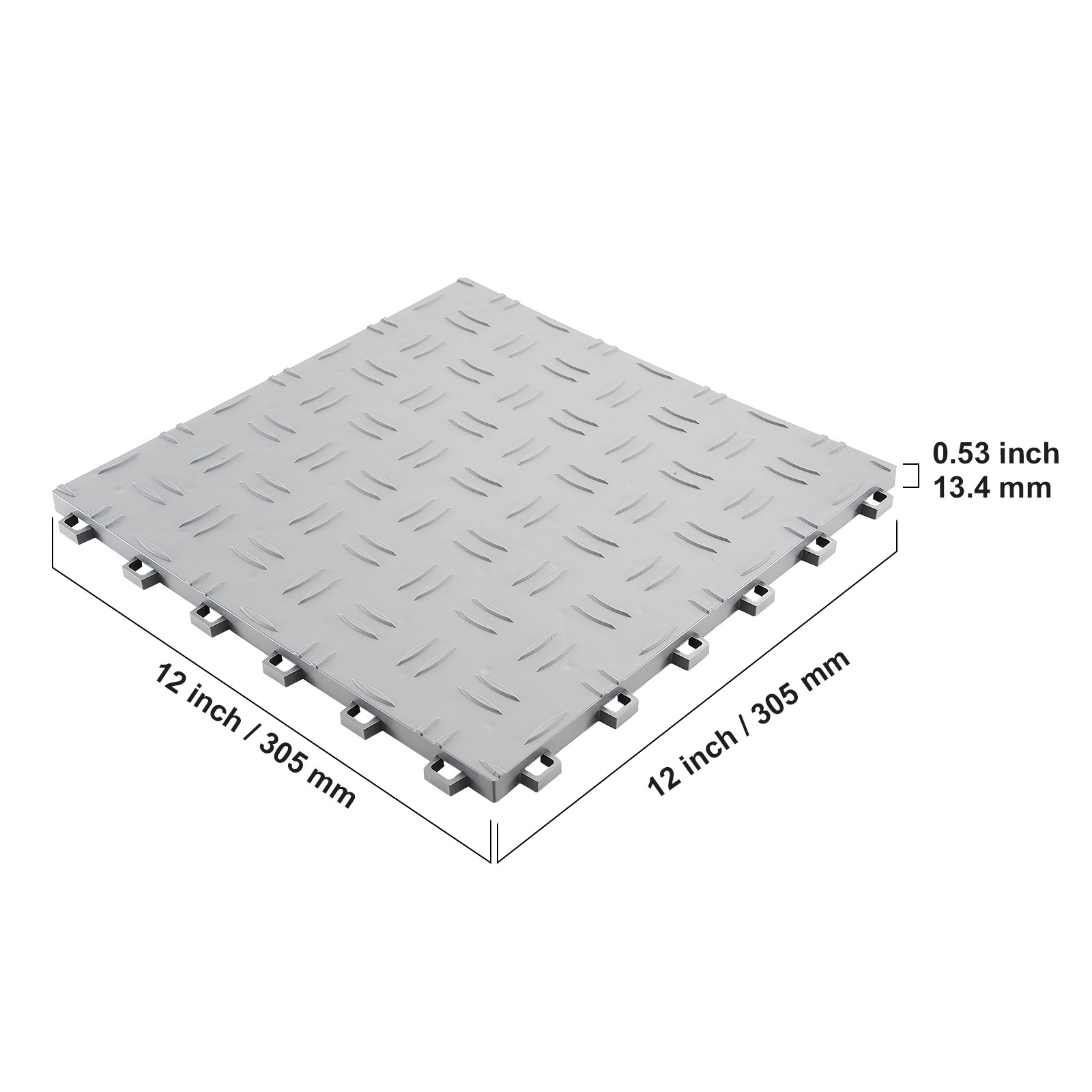 VEVOR Garage Flooring Tiles Interlocking 12×12″ 50 Pack Bulk 50 sq.ft Silver