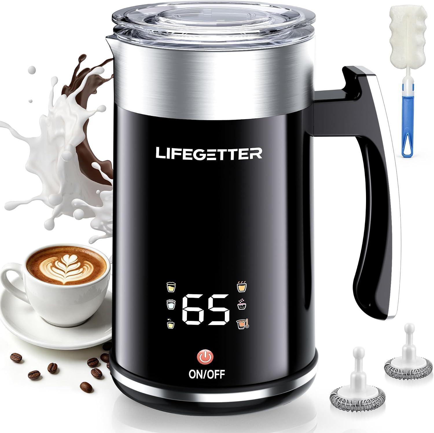 Milk Frother and Steamer 6-In-1 Electric Milk Frother 420Ml/14.2Oz Automatic Hot
