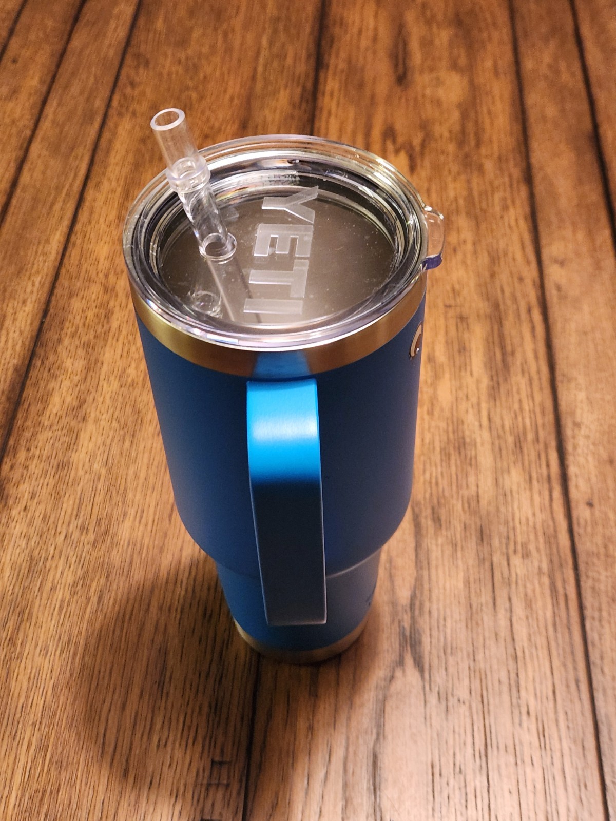 Yeti Rambler 42oz Blue Hand Held Drinking Coffee Mug Cup Wirh Lid + Straw