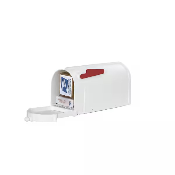 Ambrose White Post Mount Mailbox Large Plastic Residential Home Mail Box