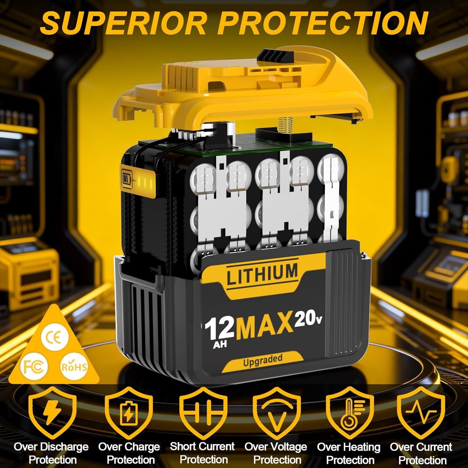 2Pack 12.0AH For DeWalt 20V 20 Volt Max XR Lithium Ion Battery DCB206-2 DCB205-2
