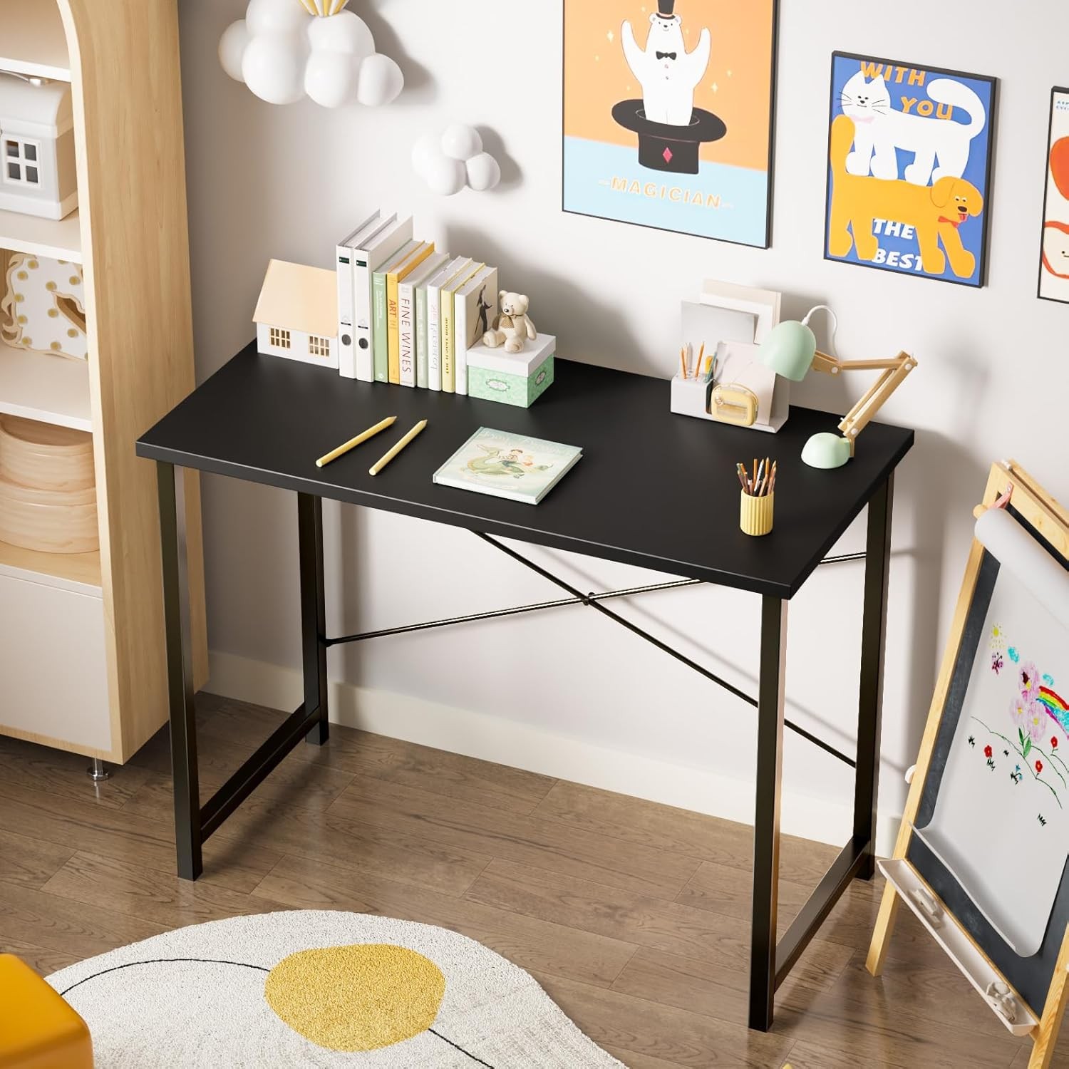 40/47/55/63 inch Wood Computer Desk Home Office Study Desk with Storage and Hook