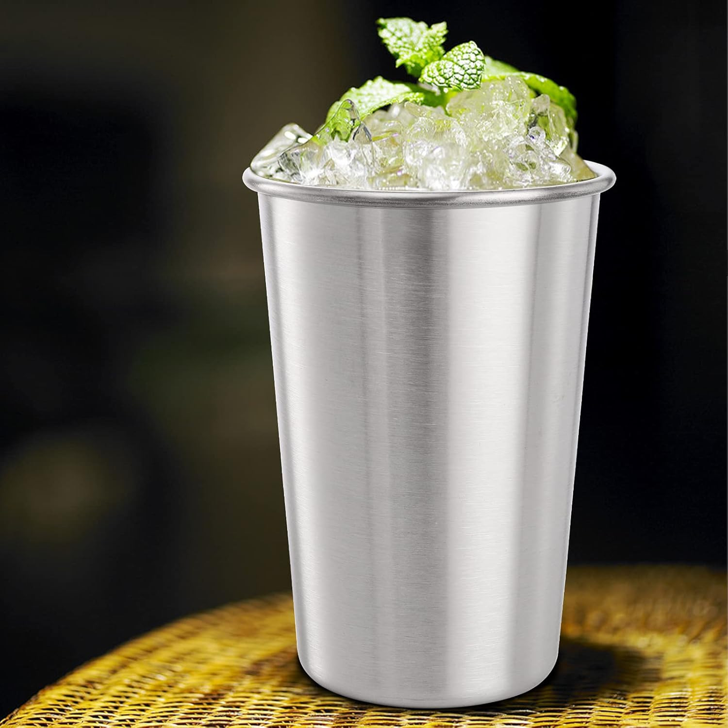 6 Pack 16 oz Stainless Steel Pint Cups Metal Cups Unbreakable Drinking Glasses W