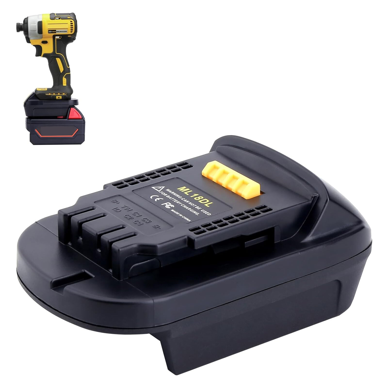 Battery Adapter Converter for Milwaukee 18V Batteries to De walt 20V Tools Use