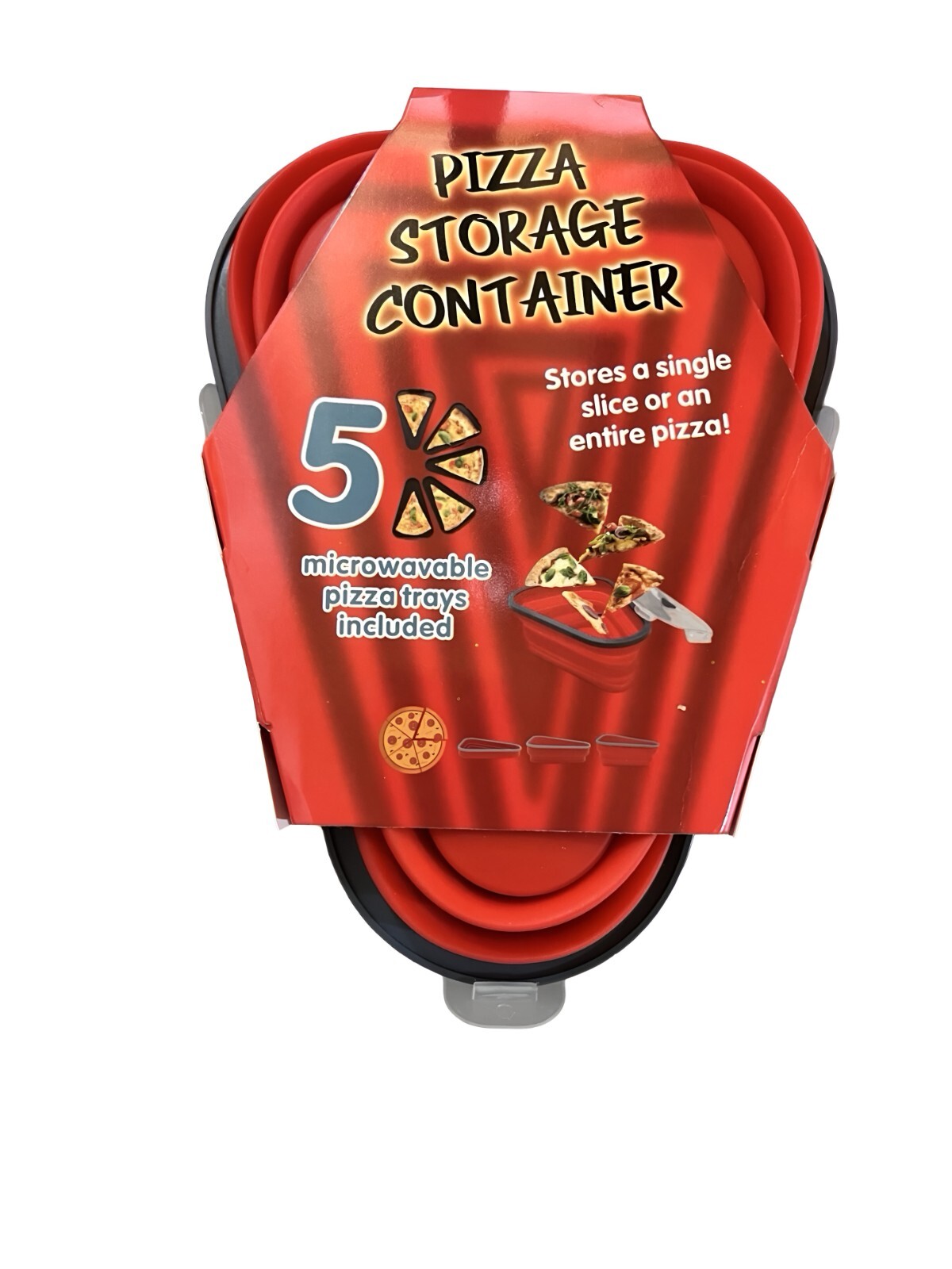 Reusable Pizza Storage Container 5 Heating Trays Collapsable Microwaveable Meal