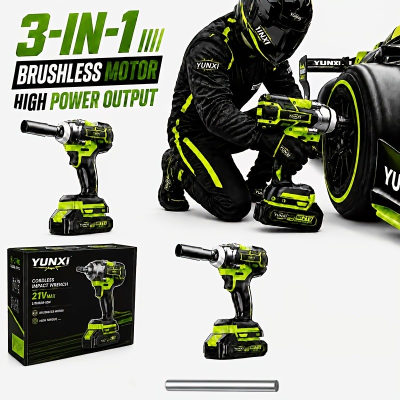 21V Brushless Cordless Impact Wrench Set, High Torque Impact Gun