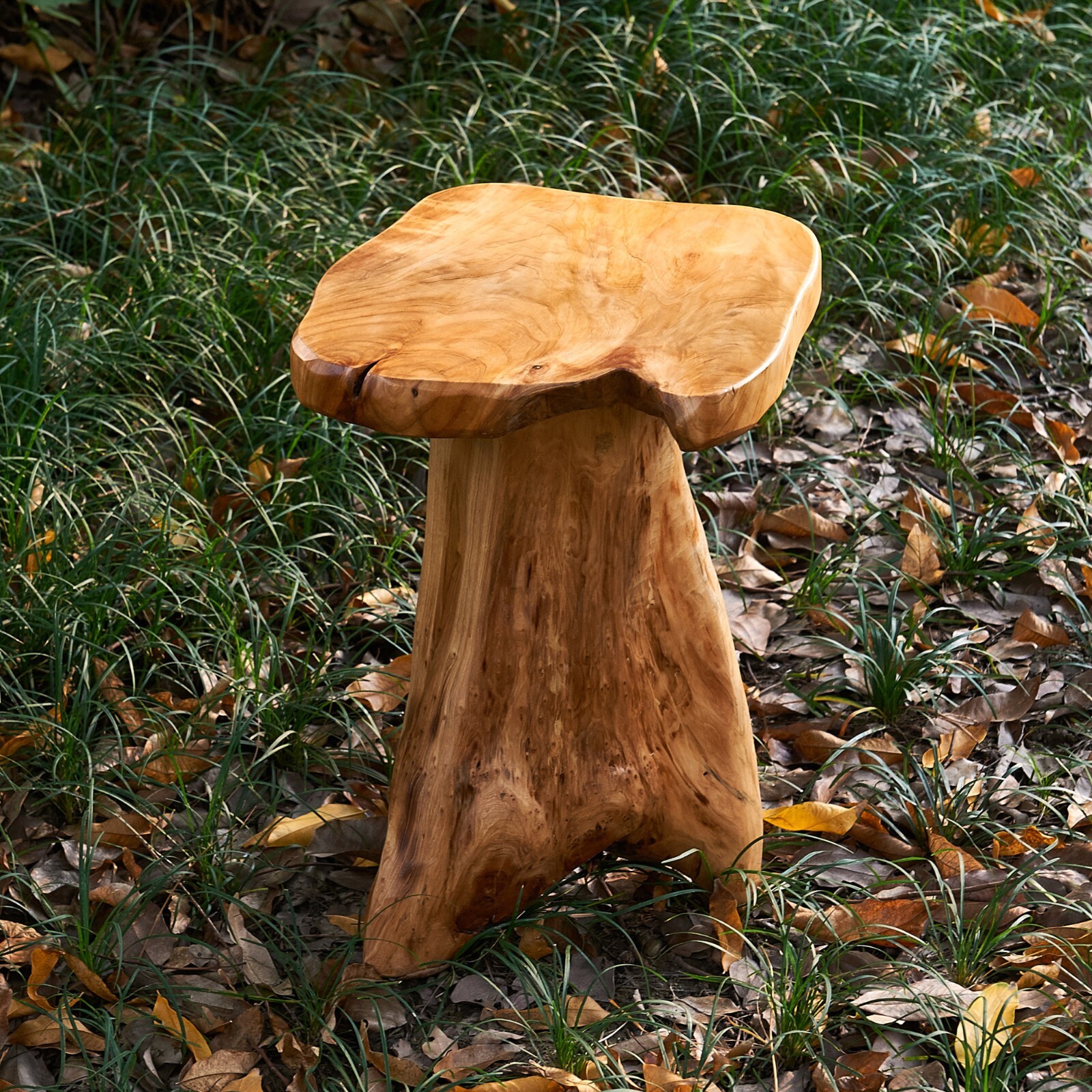 Rustic Cedar Roots Flower Stand Stool, Tree Stump Stool Side Table 19.5″ H
