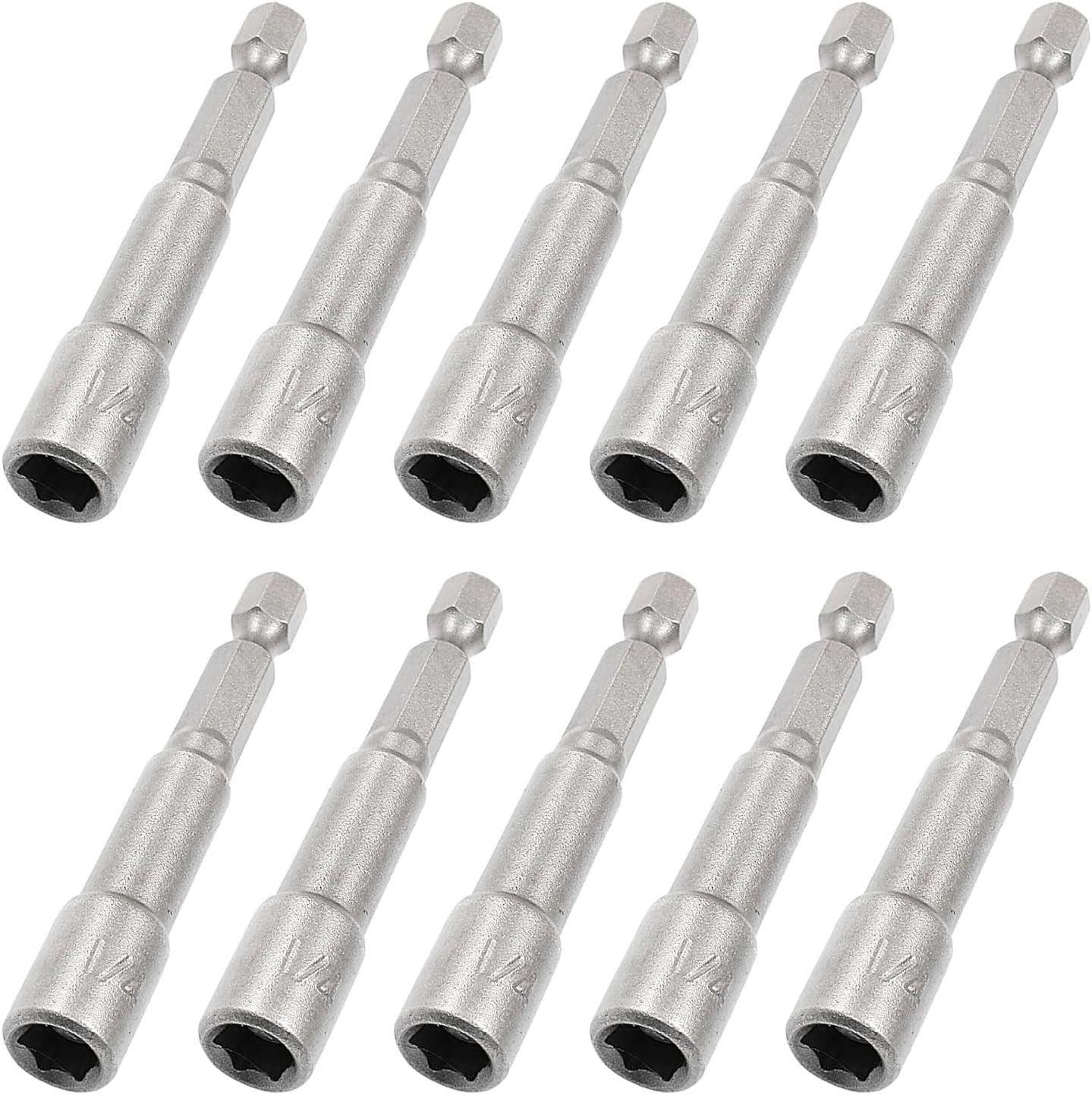 10Pcs 1/4” Hex Shank Magnetic Power Nut Driver Bit Sets, 1/4 Inch Quick Change