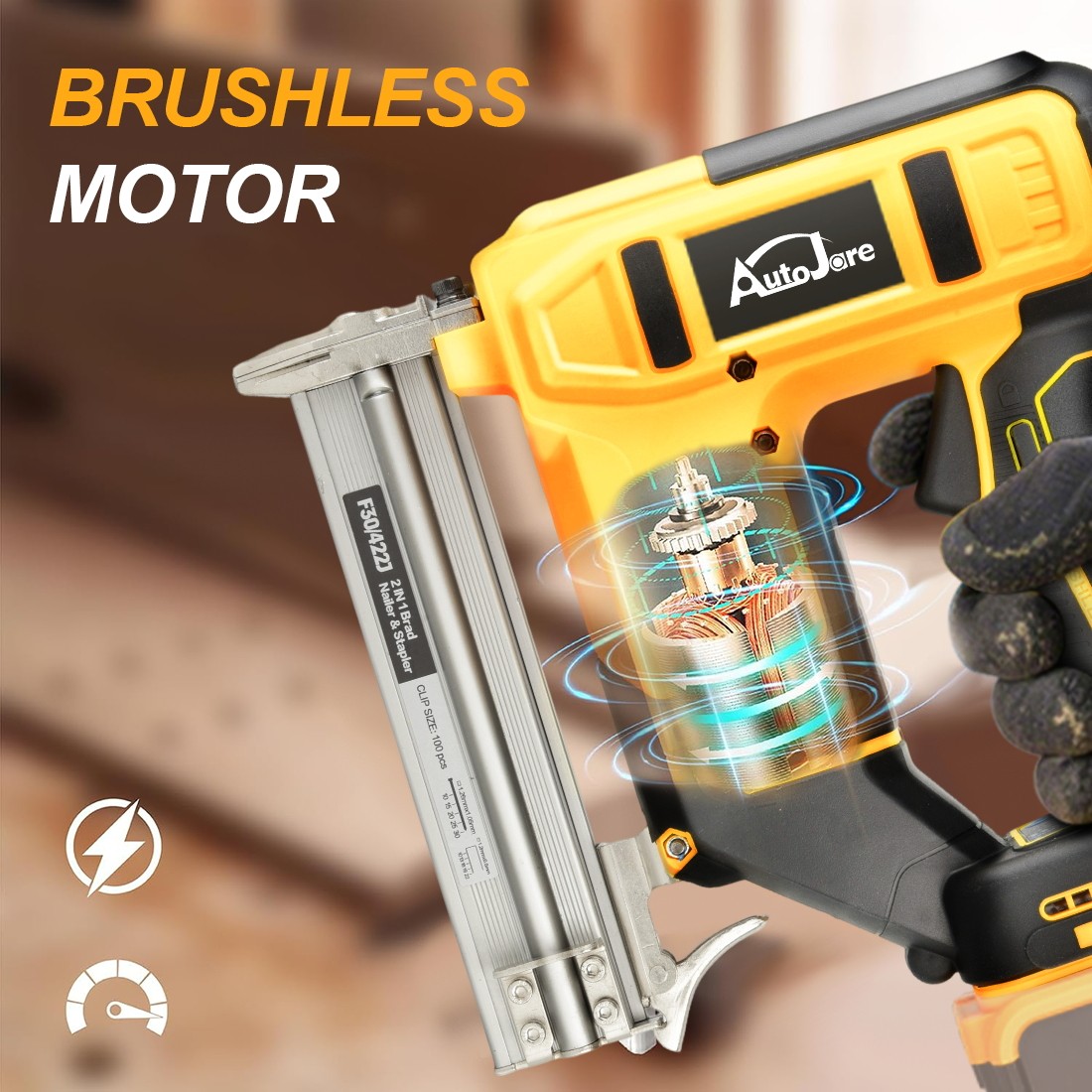 18GA Cordless Brad Nailer for Dewalt 20V Battery, 2 in1 Electric Nail/Staple Gun