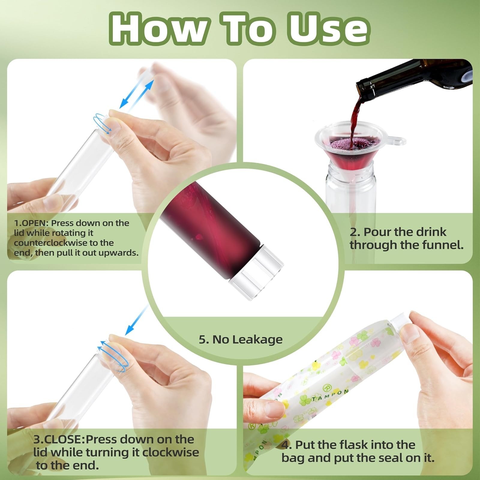 JUSONEY 14 Pack Tampon Flasks, Leakproof Hidden Alcohol Containers