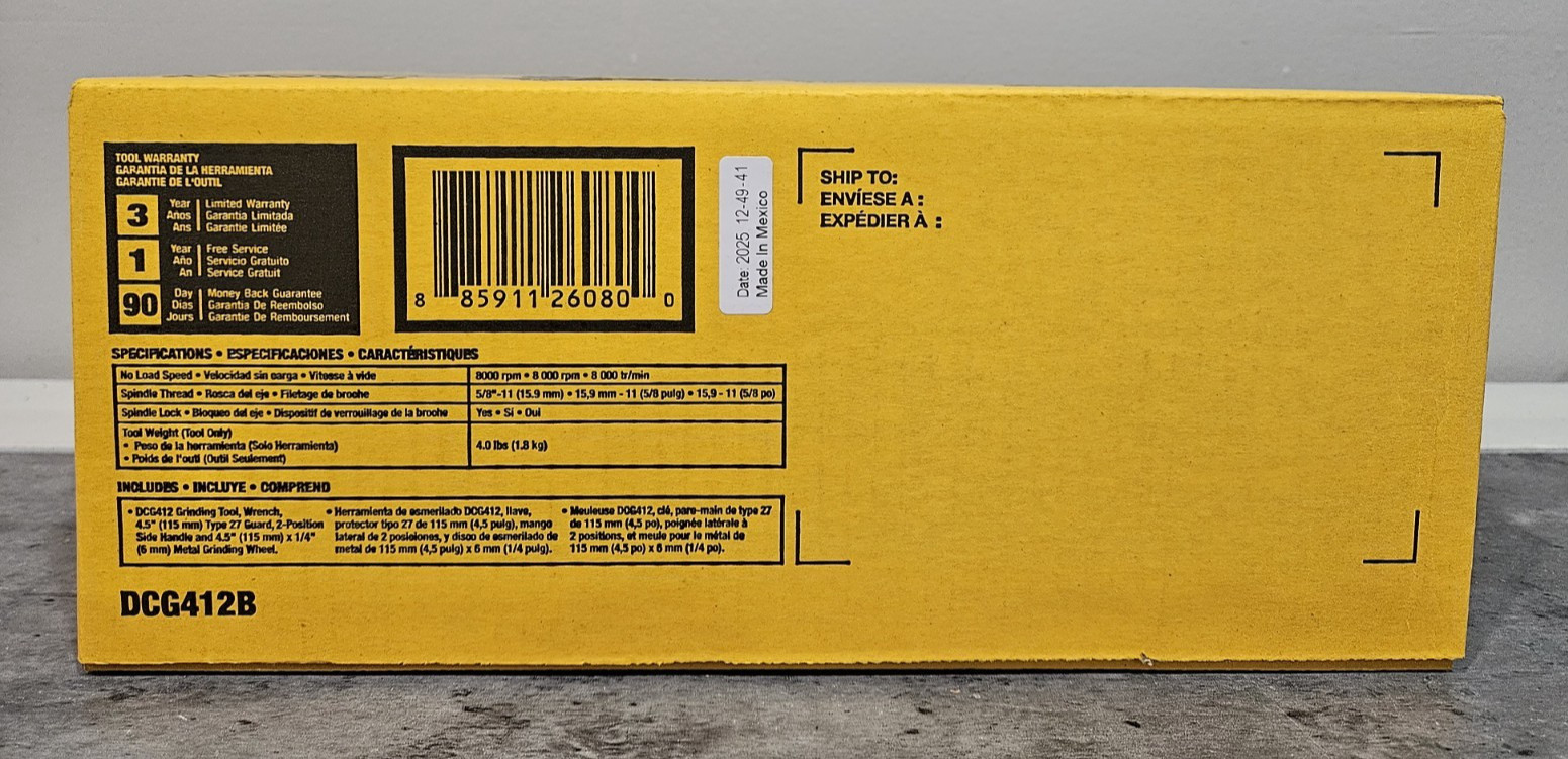 Brand New DeWalt 20v Max 4-1/2″ Angle Grinder Kit (Tool Only) DCG412B