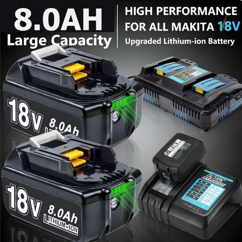 8.0Ah For Makita 18Volt 8.0Ah LXT Li-Ion Battery BL1860B BL1830 BL1815 / Charger