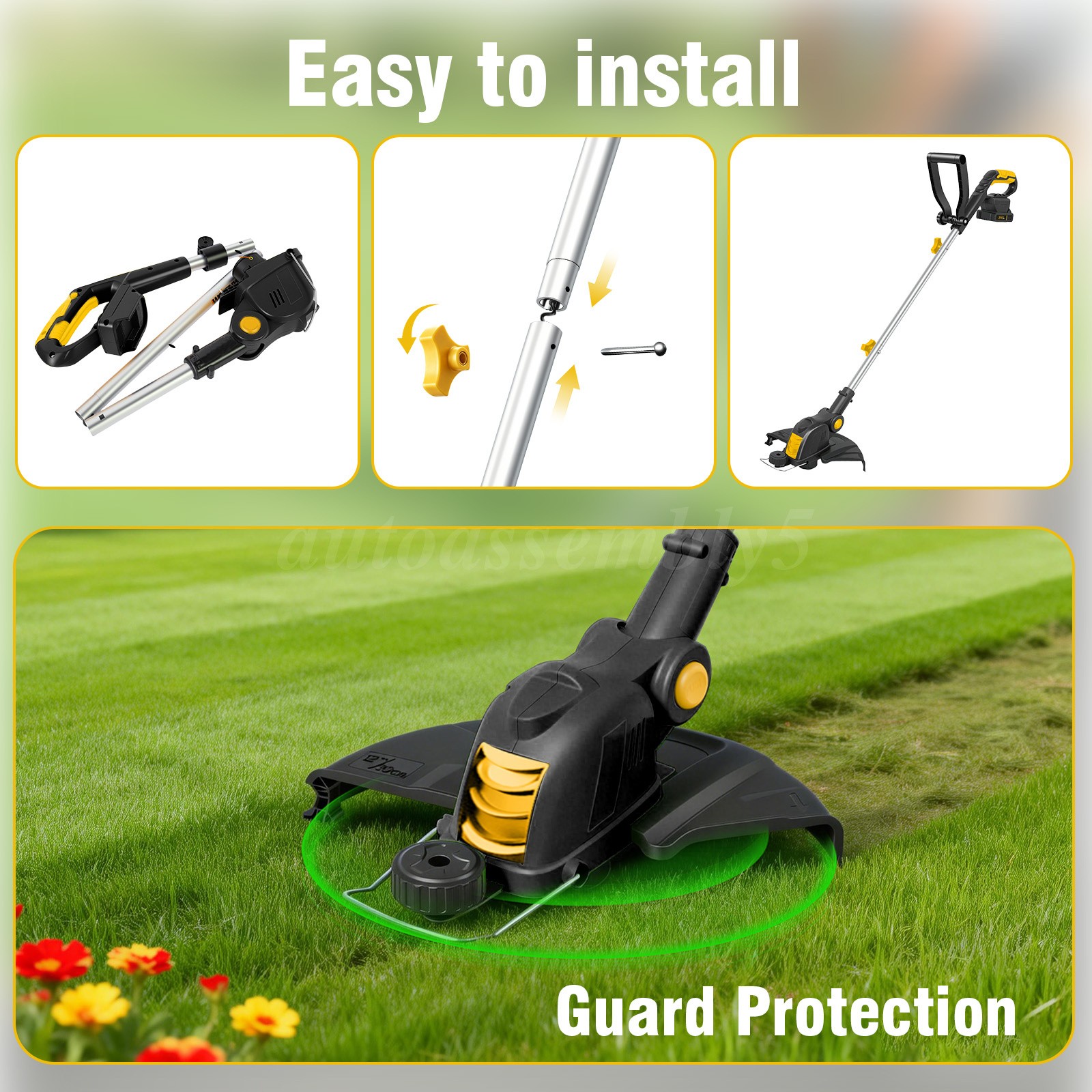 Electric Cordless Grass String Trimmer Lawn Edger Weedwacker Cutter w/ 2 Battery