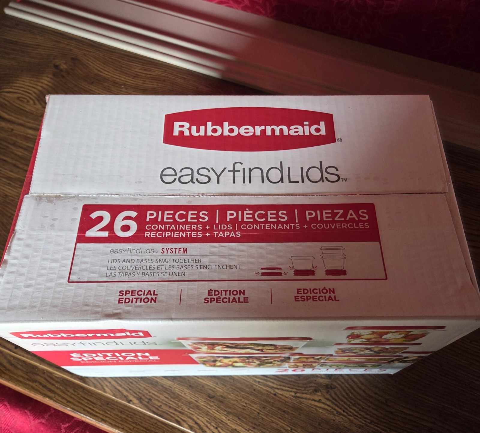 RUBBERMAID Food Storage Container Set w/EASY FIND LIDS 26-PC, RED, Vented – NEW