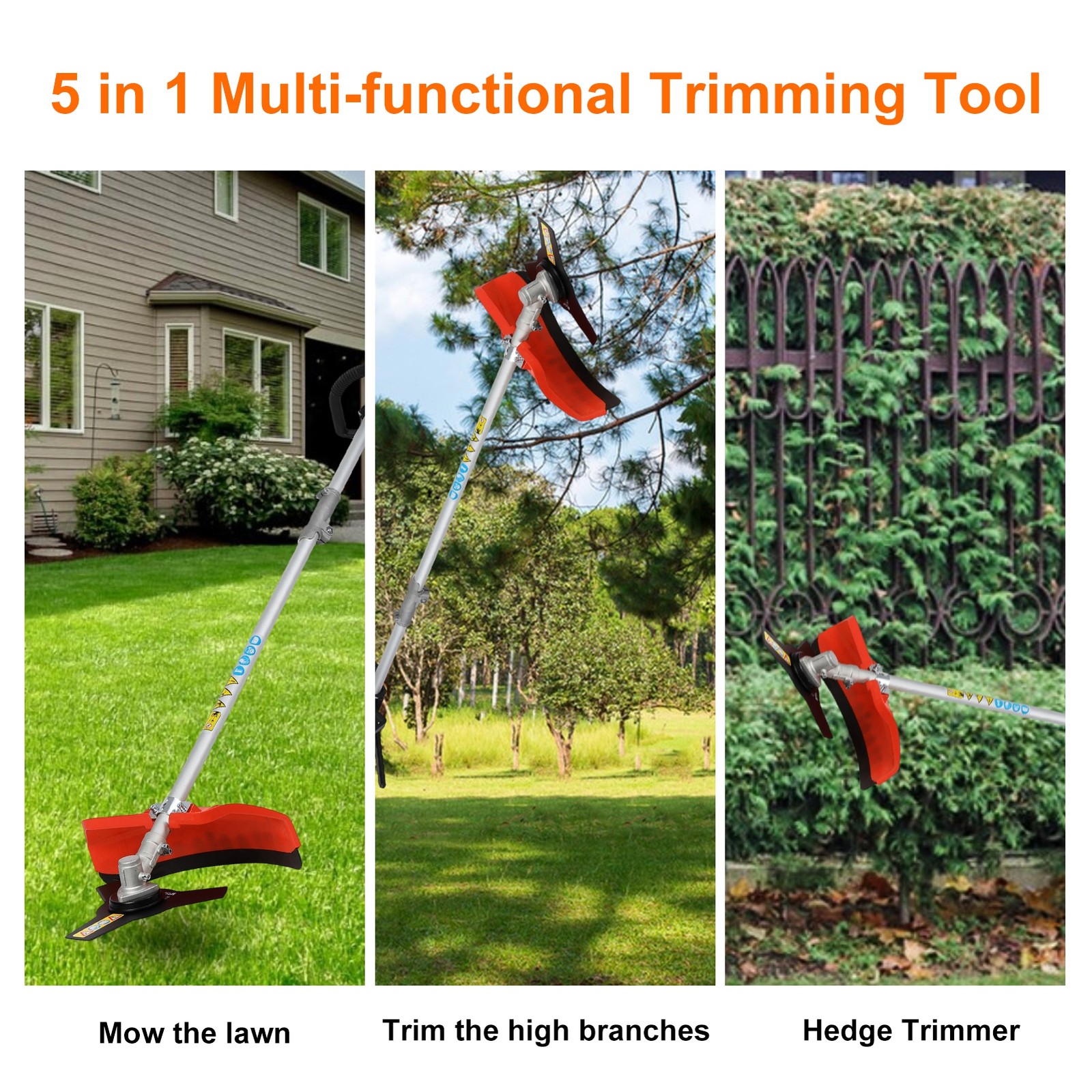 52CC 5 in 1 2-Stroke Grass String Trimmer Brush Cutter Gas Trimmer Weed Eater US