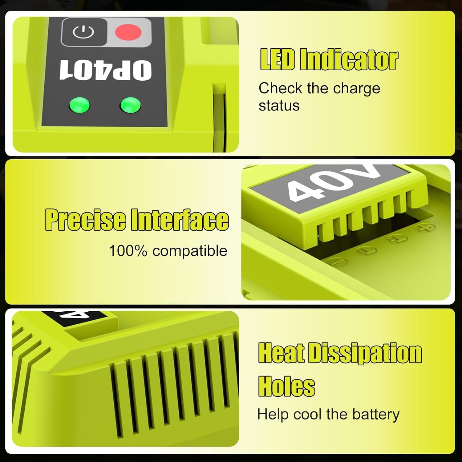 For Ryobi 40V Dual Port Rapid Charger 40 Volt Battery OP401 OP4050 OP4040