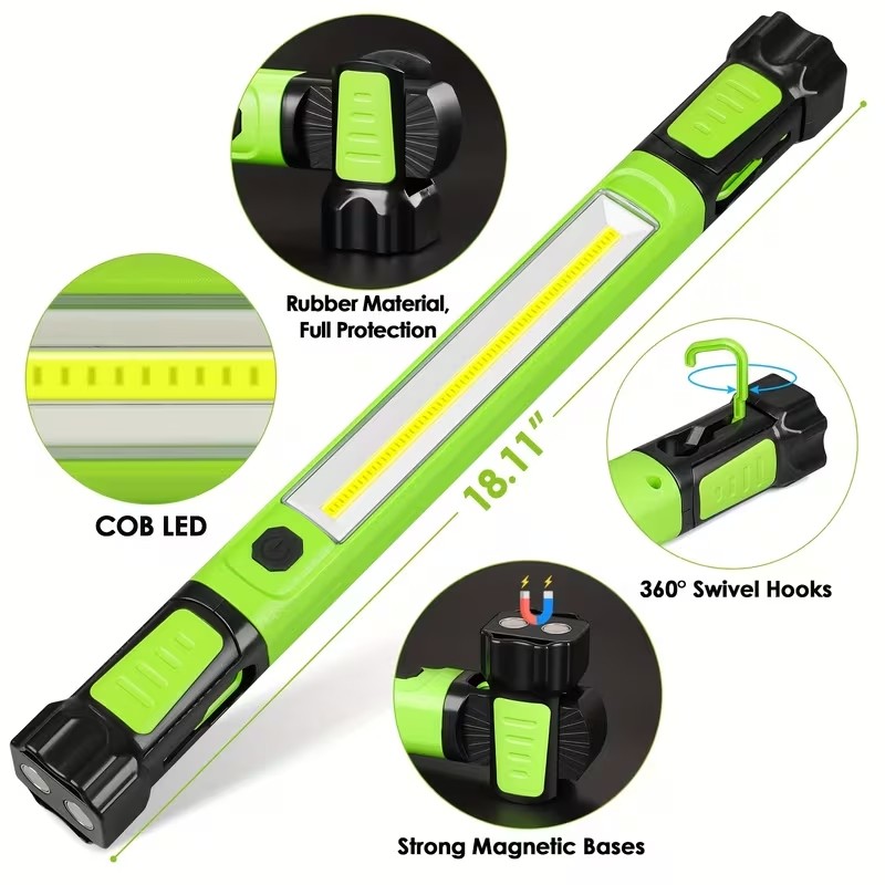 Under Hood Work Light Bar 3000LM LED Magnetic Light Bar with Hooks Rechargeable